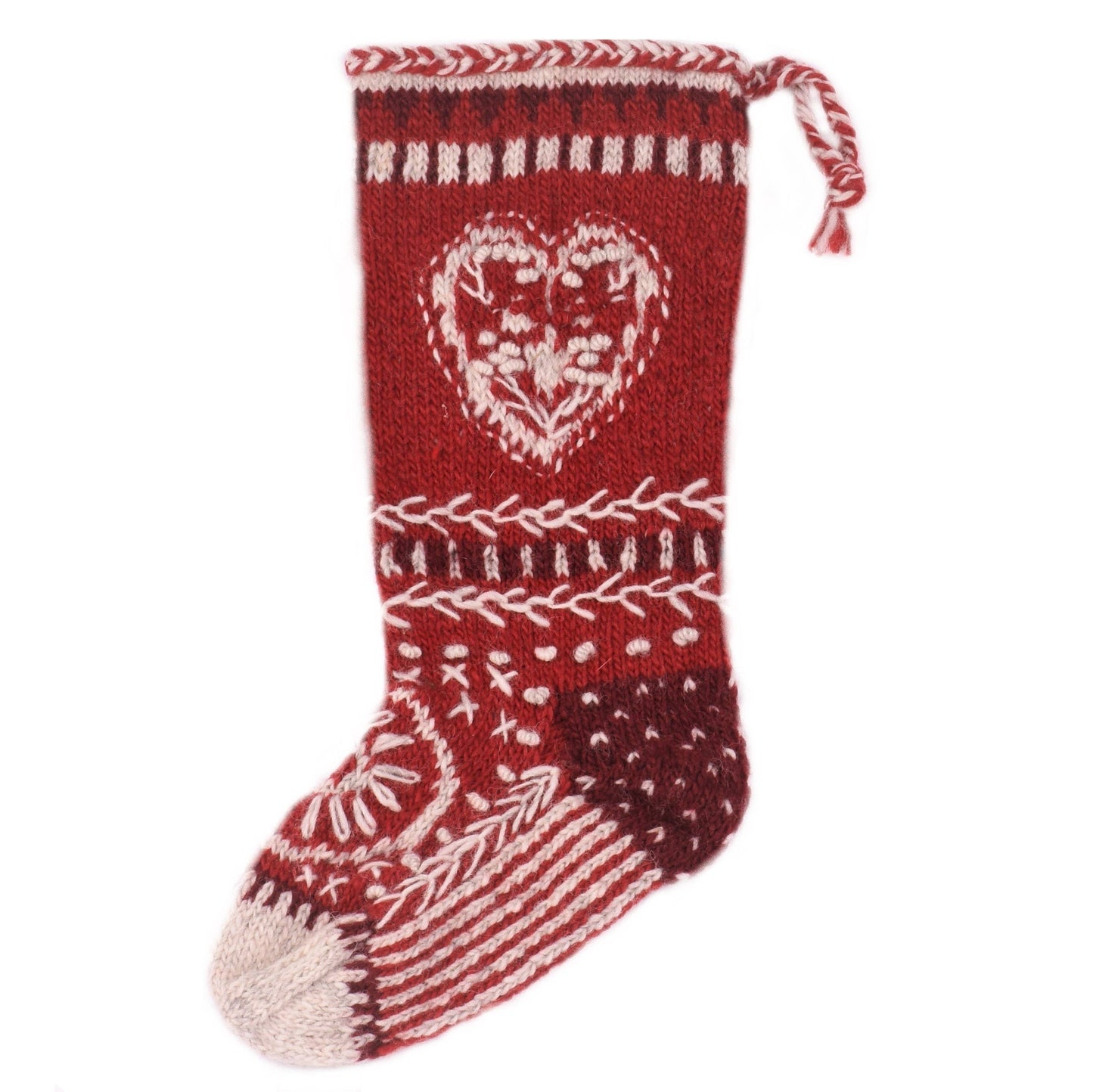 Folk heart hearth holiday stocking