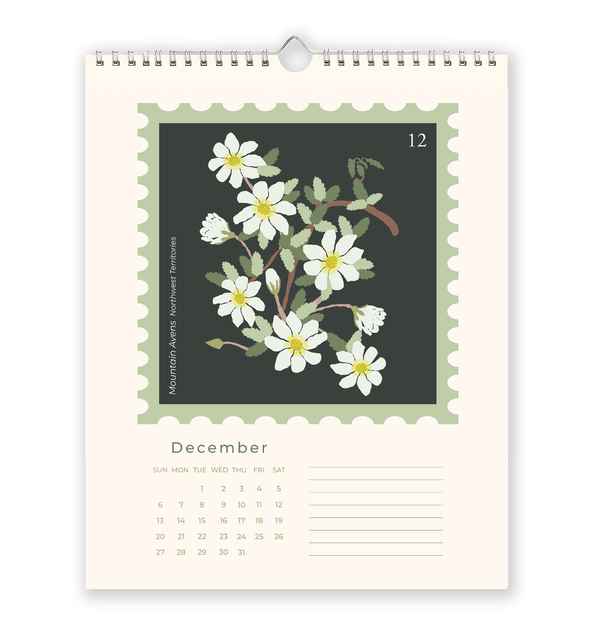 2026 Canadian provincial flowers wall calendar