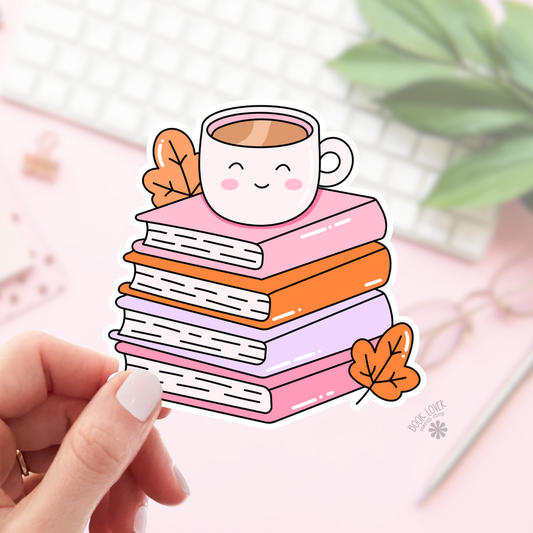 Coffee books stack sticker