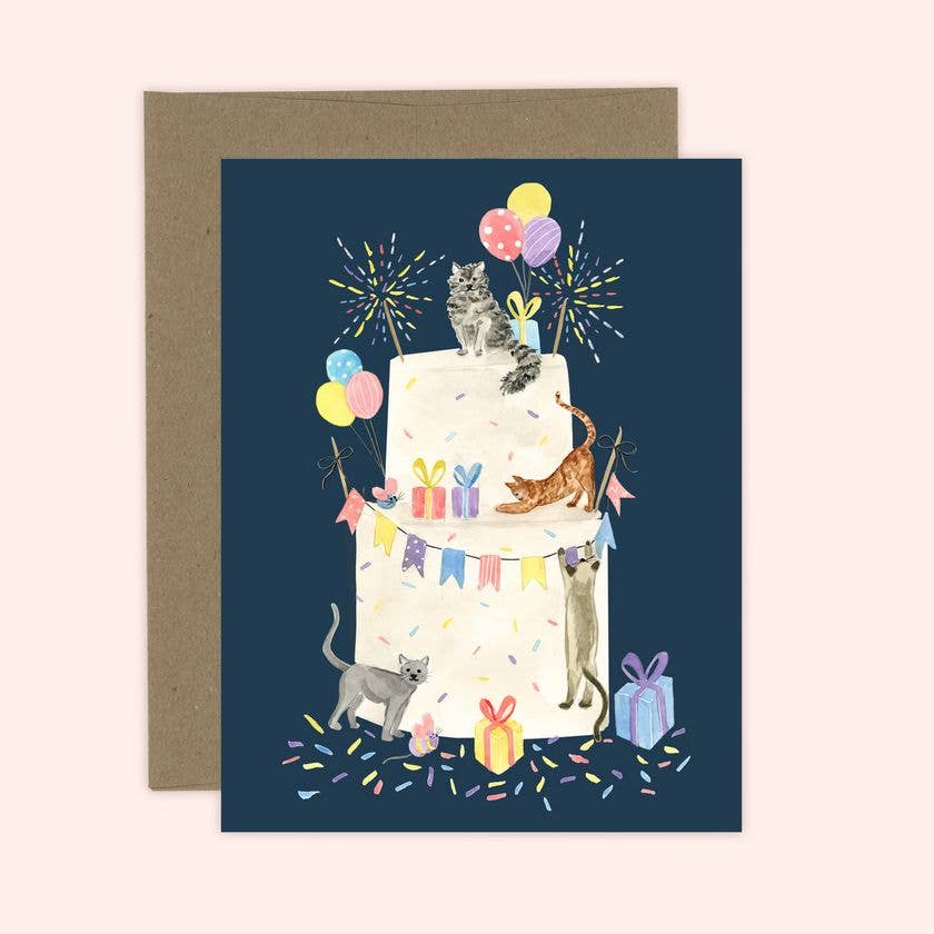Party cat birthday card