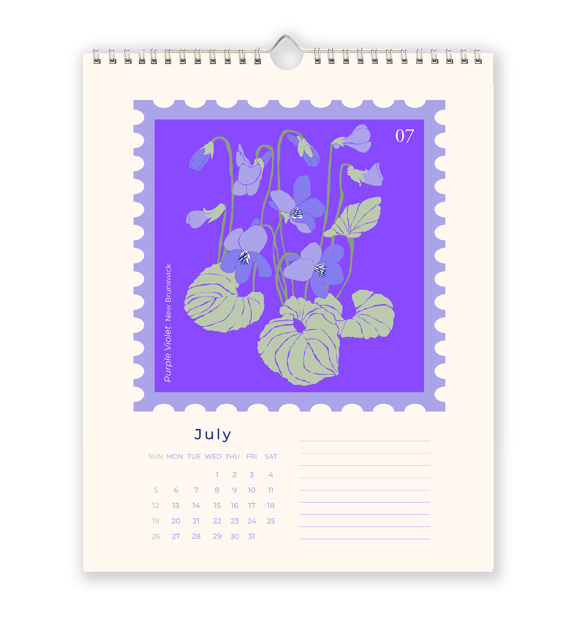2026 Canadian provincial flowers wall calendar