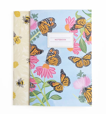 Vintage butterfly & bee notebooks (2-pack)