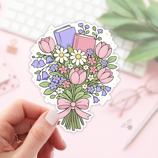 Spring book bouquet sticker