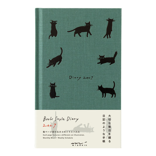 Book style diary B6 cat green 2027