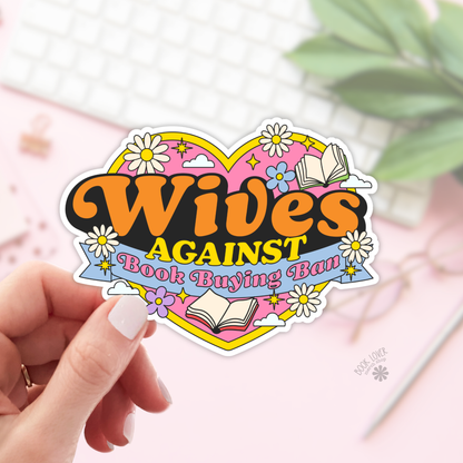 Wives against book buying ban sticker