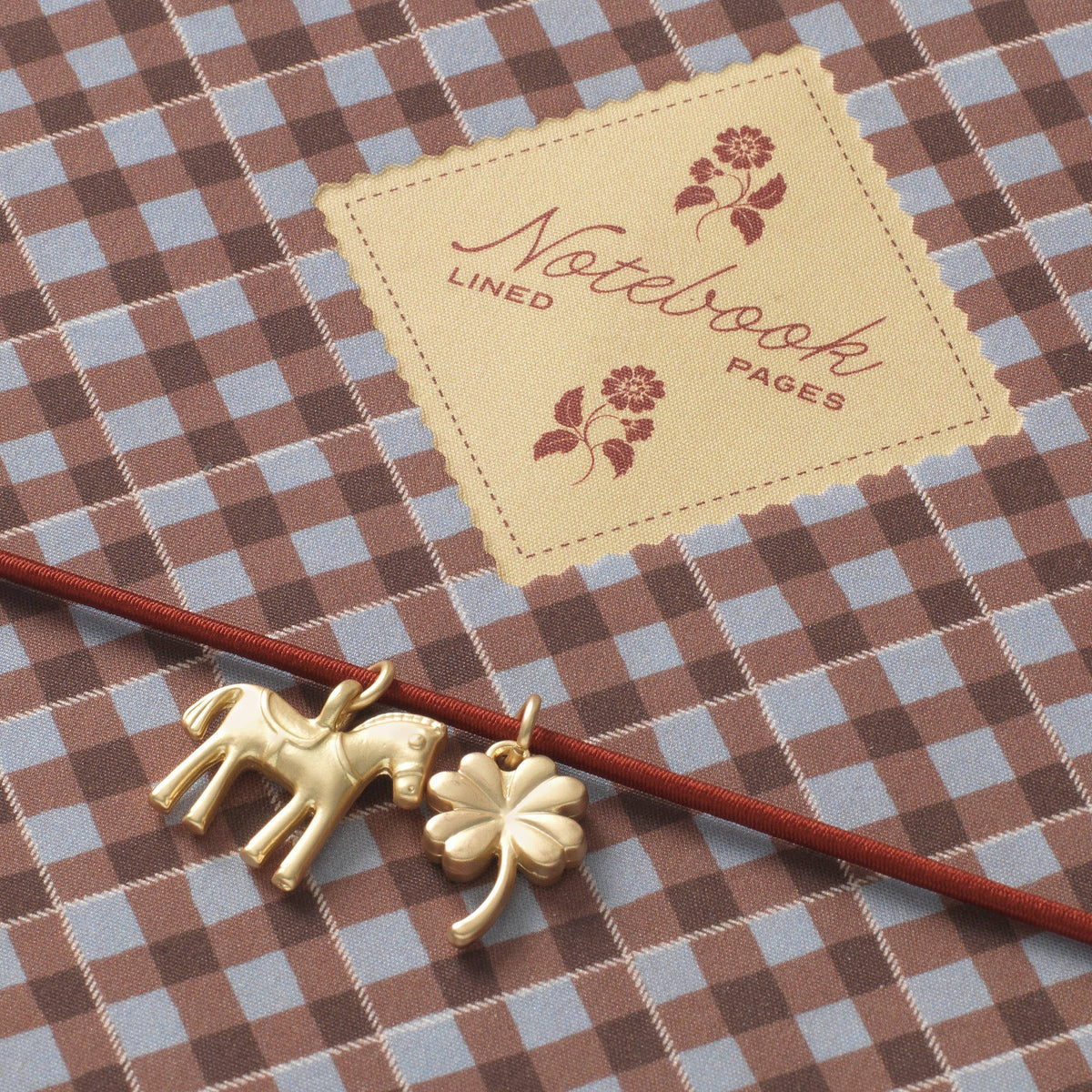 Fabric lined notebook, A5 softcover - petals & plaid (coming soon)