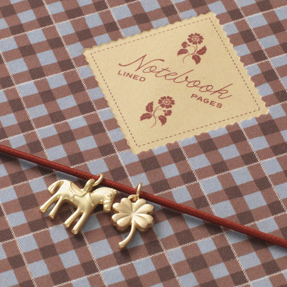 Fabric lined notebook, A5 softcover - petals & plaid (coming soon)
