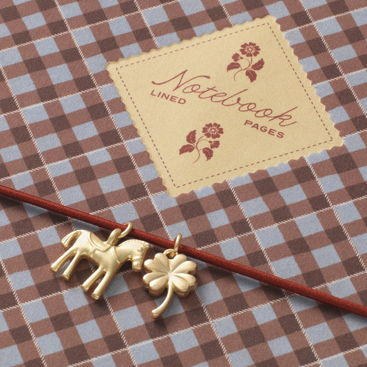 Fabric lined notebook, A5 softcover - petals & plaid