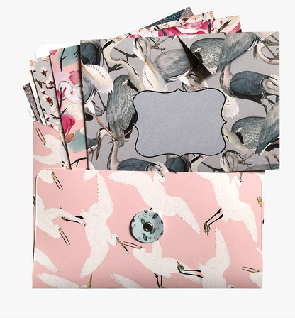 Vintage crane origami snail mail set