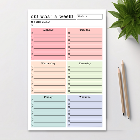 Oh! What a week! Weekly to-do list 50-page tear-off notepad