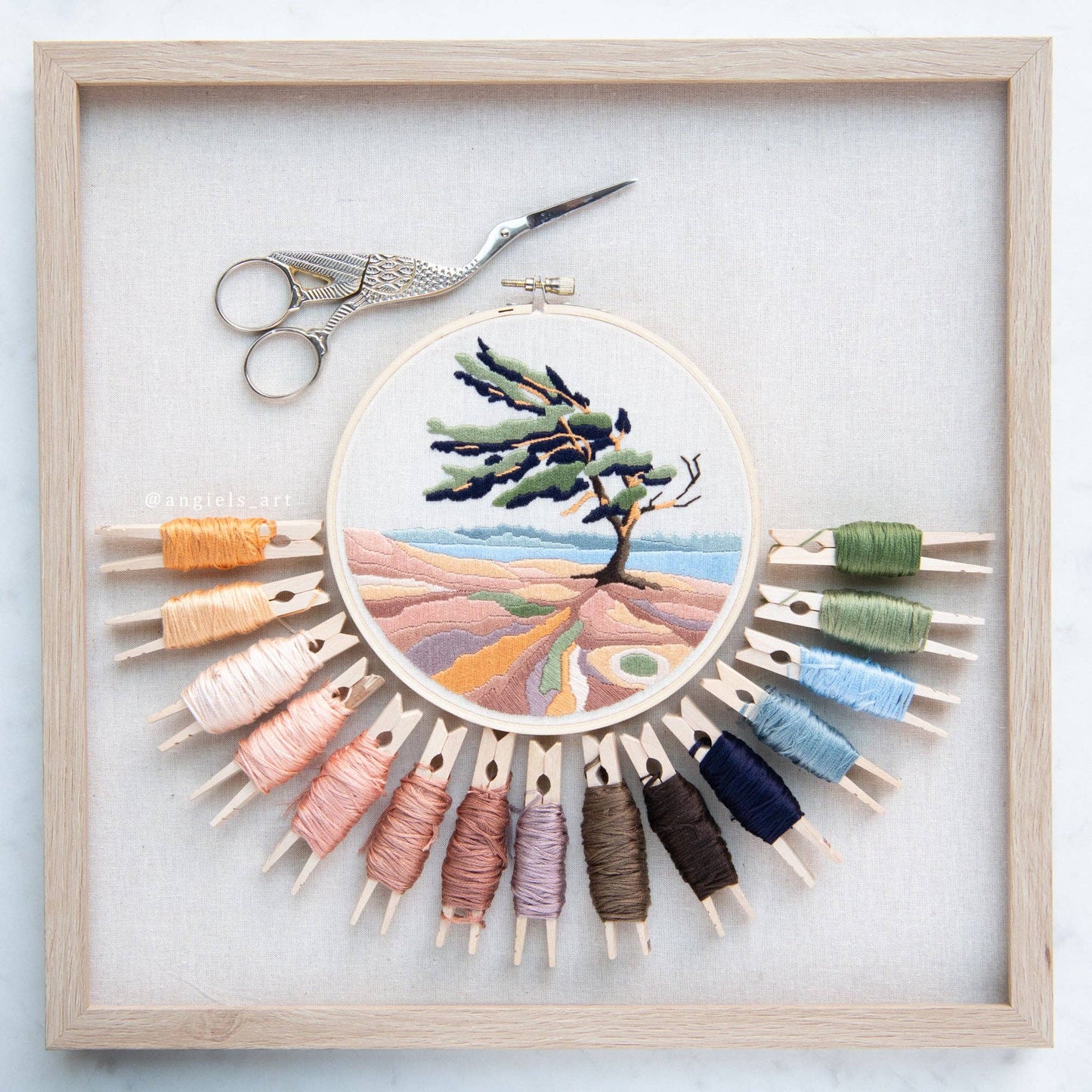 Windswept pine DIY embroidery kit