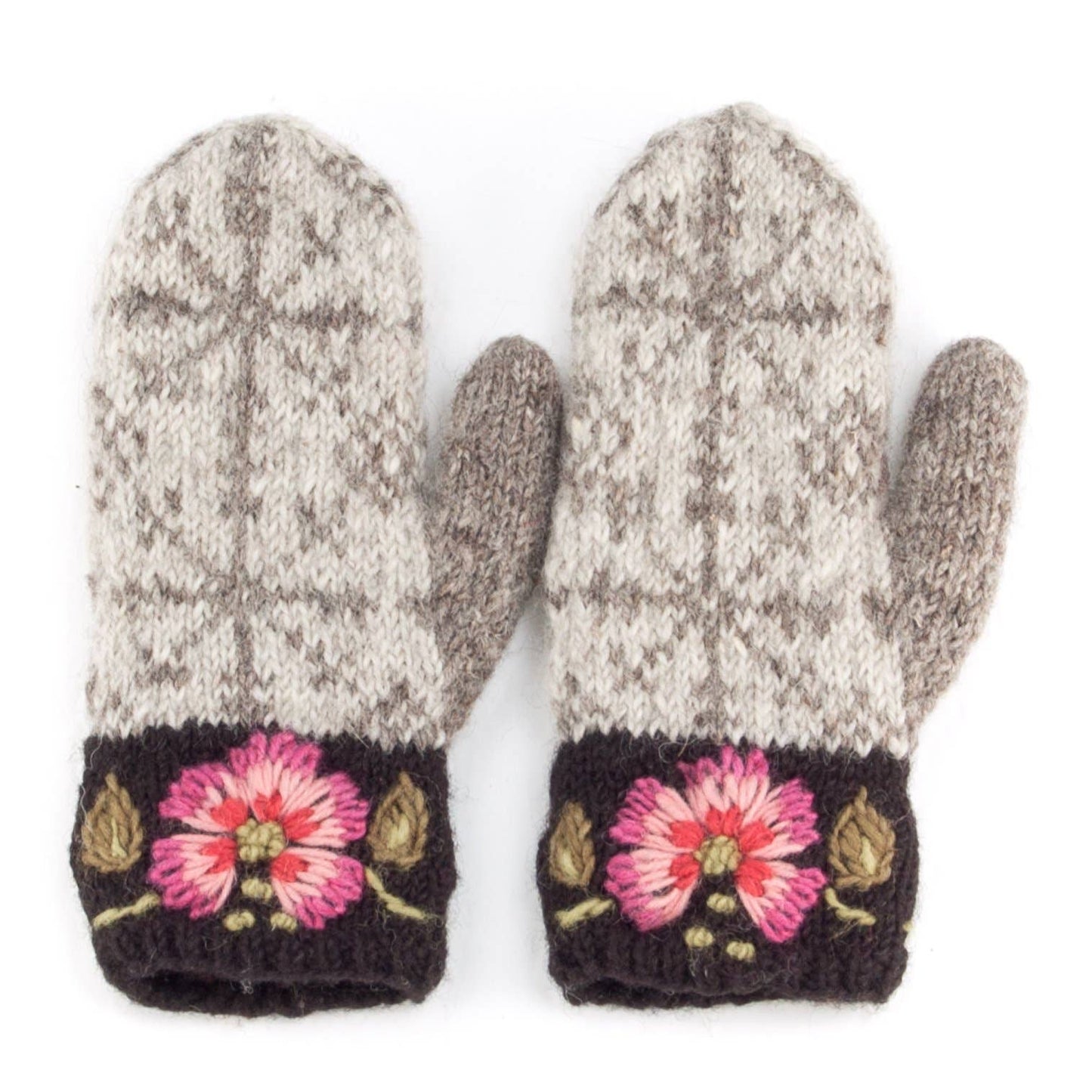 Eleanor wool embroidered reading mitts