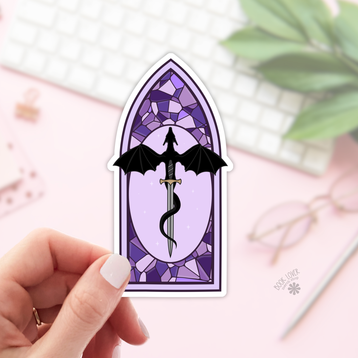 Fantasy stained glass sword sticker
