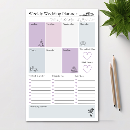 Weekly wedding planner: 50-page tear off notepad