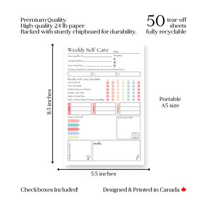 Weekly self-care planner