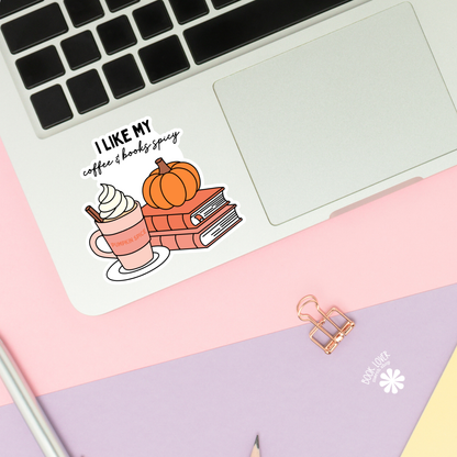 I like my coffee & books spicy sticker