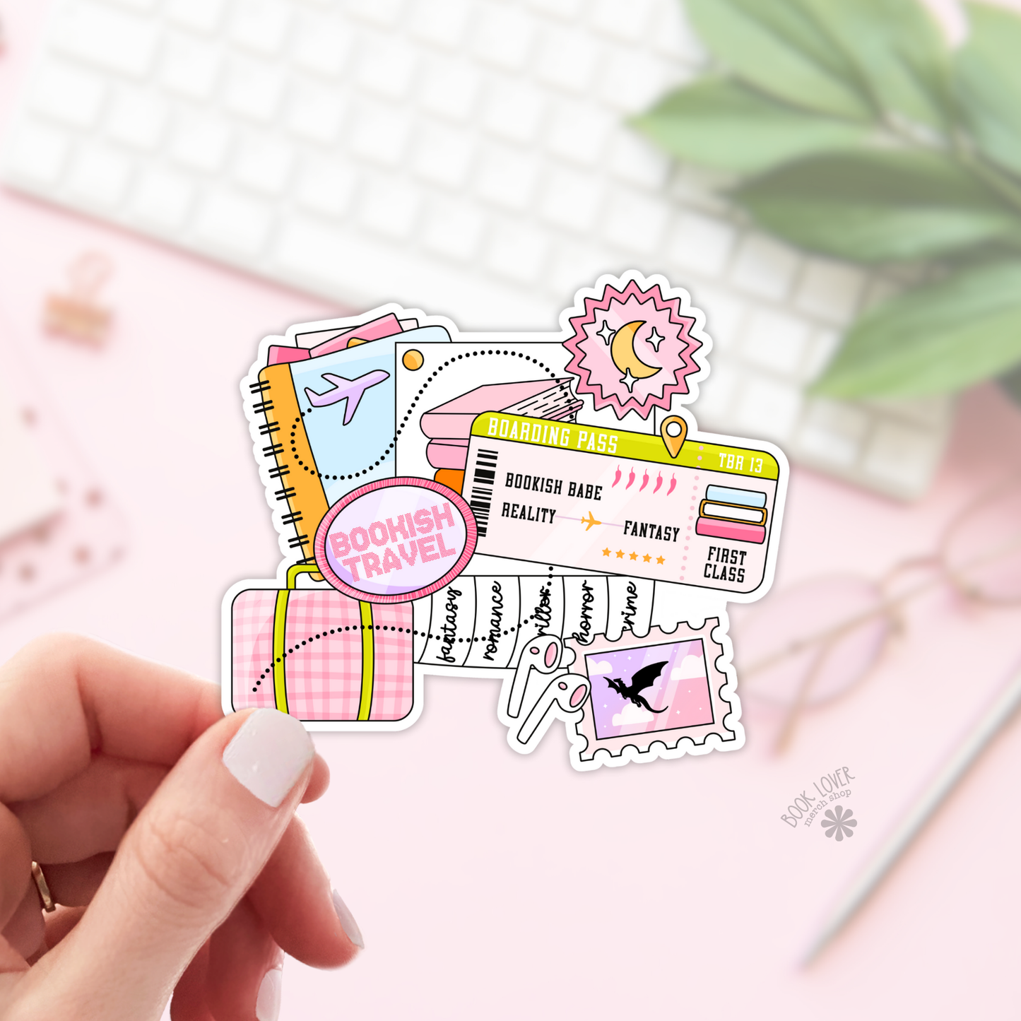 Bookish travel sticker