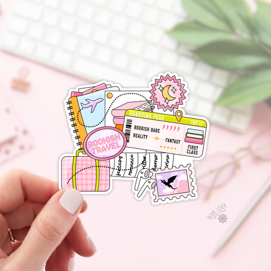 Bookish travel sticker