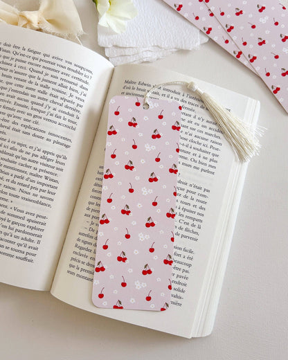 Cherries and flowers bookmark