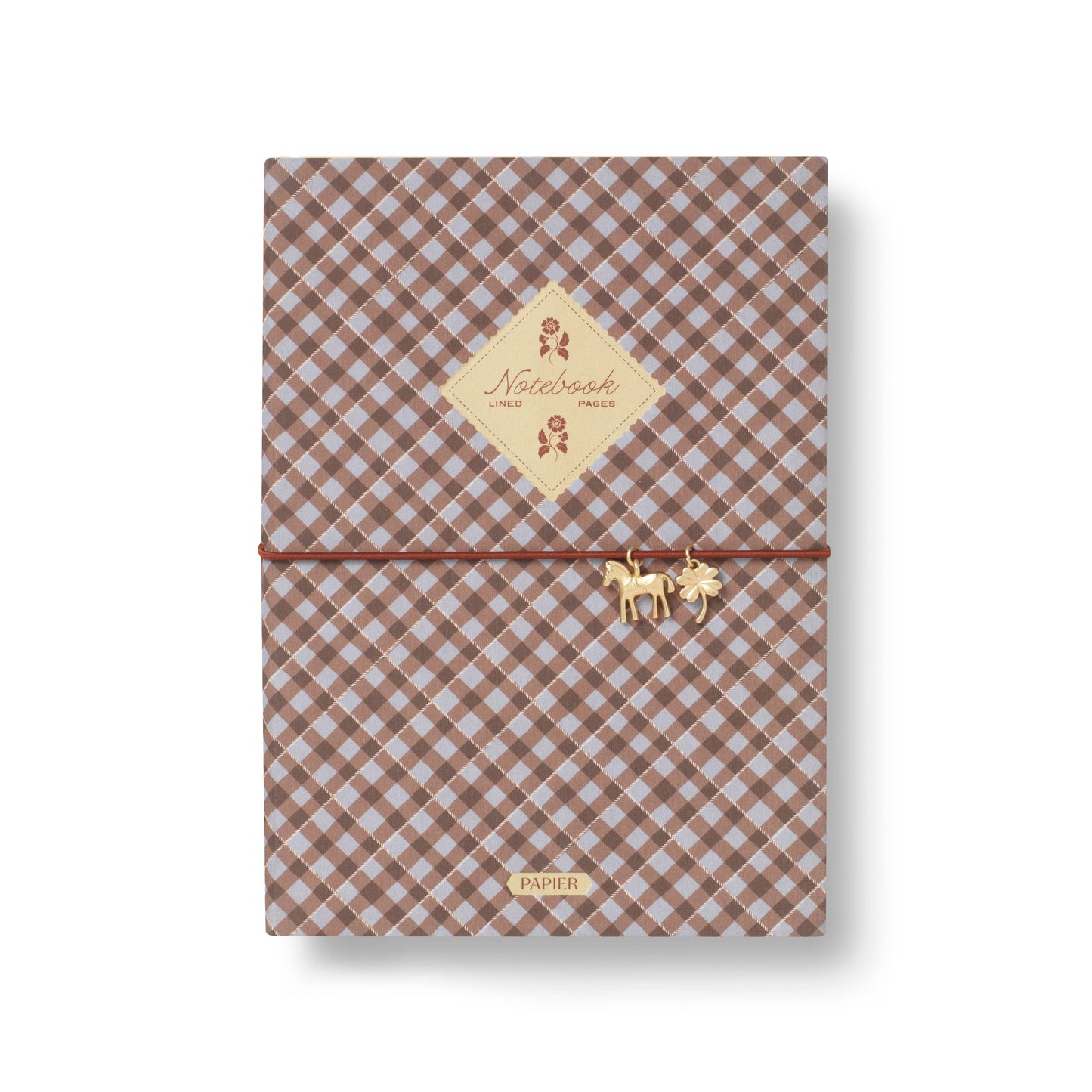 Fabric lined notebook, A5 softcover - petals & plaid (coming soon)