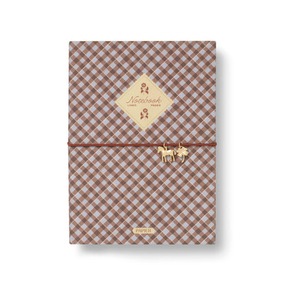 Fabric lined notebook, A5 softcover - petals & plaid (coming soon)