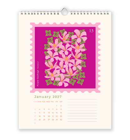 2026 Canadian provincial flowers wall calendar