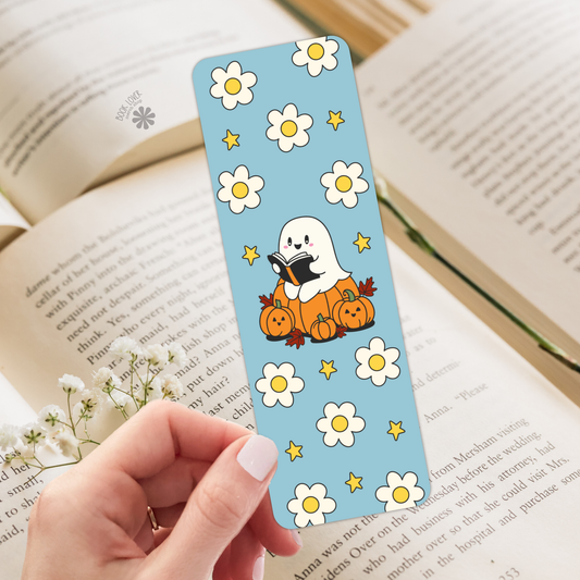 Bookish ghost reading bookmark