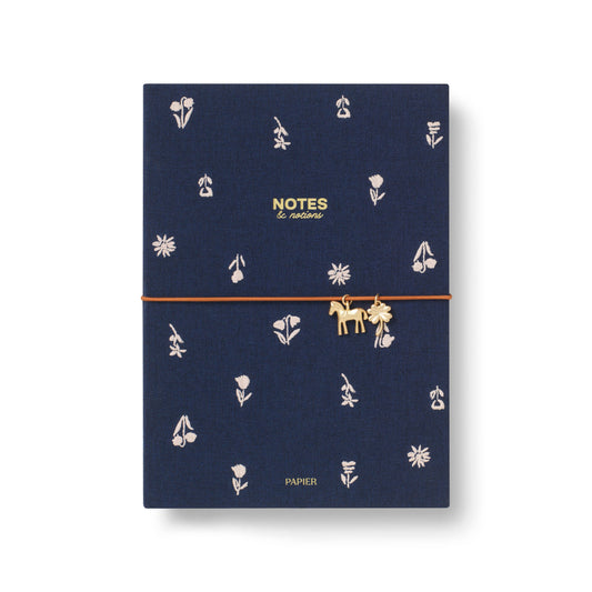 Fabric lined notebook, A5 softcover - twilight blooms