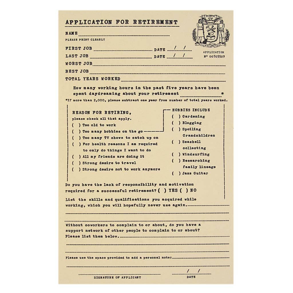 Retirement application