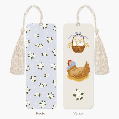 Floral chicken bookmark