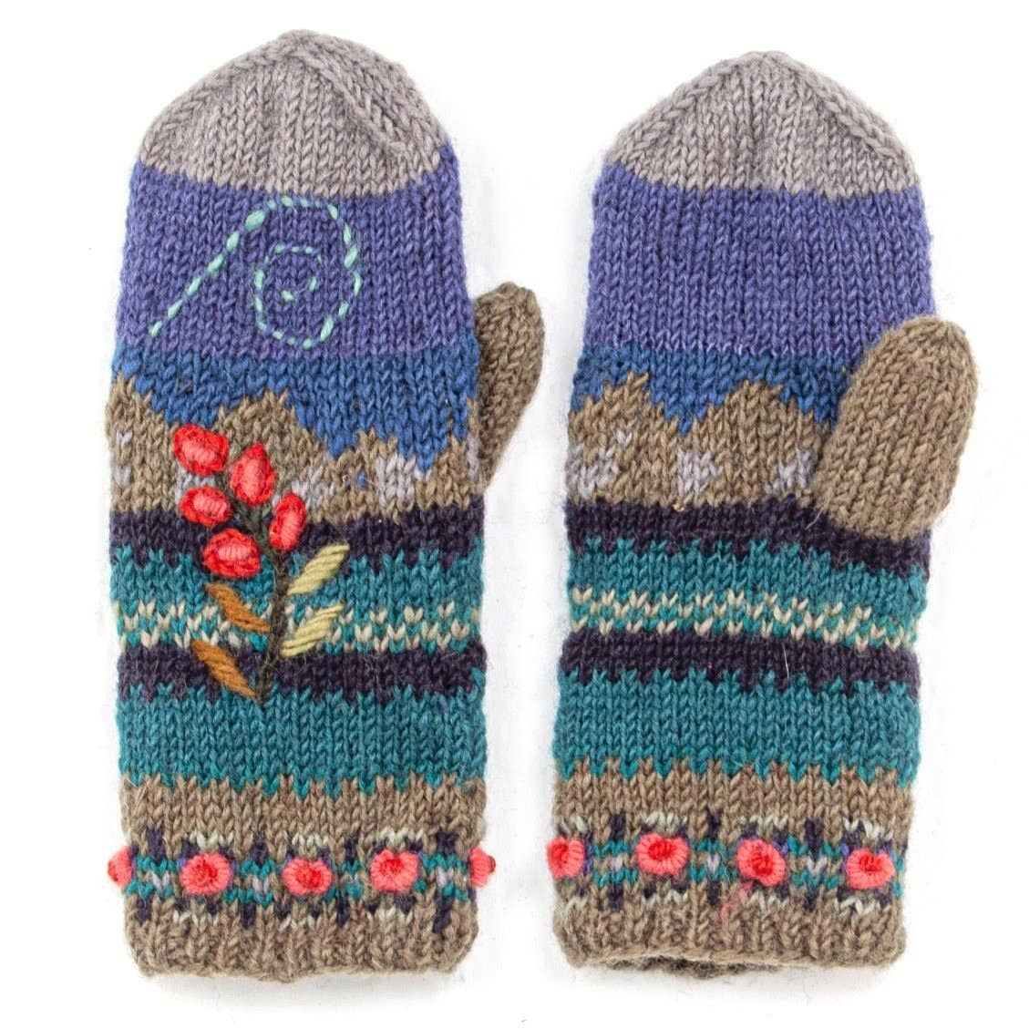 Chloe wool embroidered reading mitts