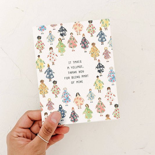 It takes a village thank you card