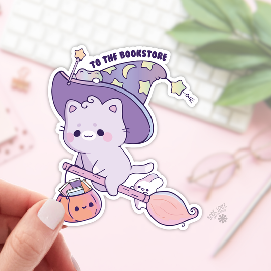 To the bookstore halloween cat sticker