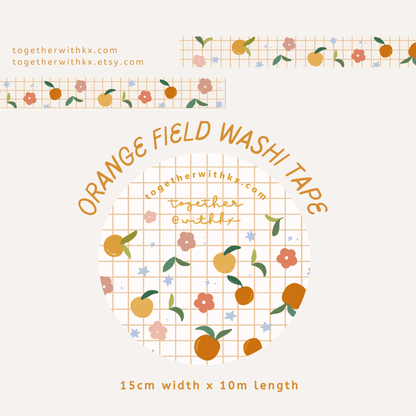Orange field 15mm washi tape