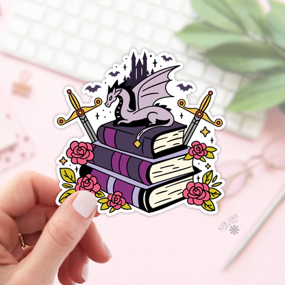 Fantasy pile of books sticker