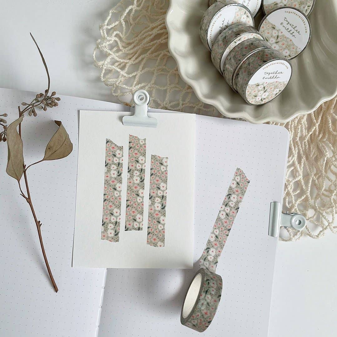 Summer bloom green 15mm washi tape