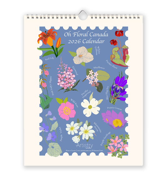 2026 Canadian provincial flowers wall calendar