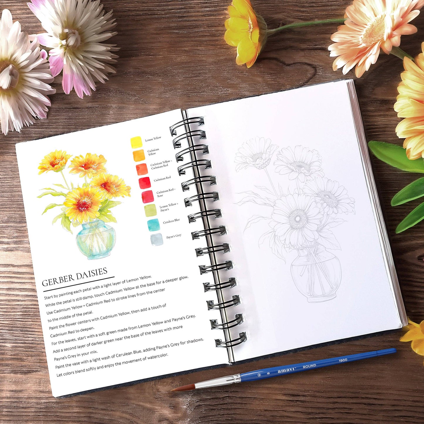 Blooms & bouquets watercolour workbook