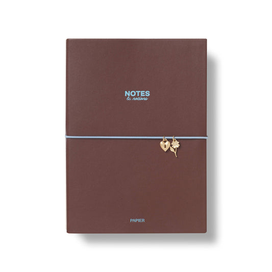 Lined notebook, A5 PU softcover - chestnut & ink