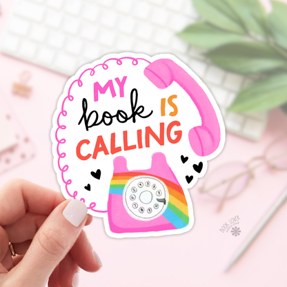 My book is calling sticker