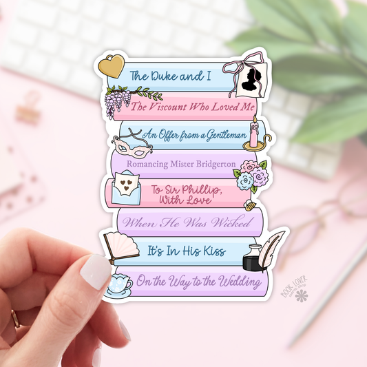 Bridgerton book stack sticker
