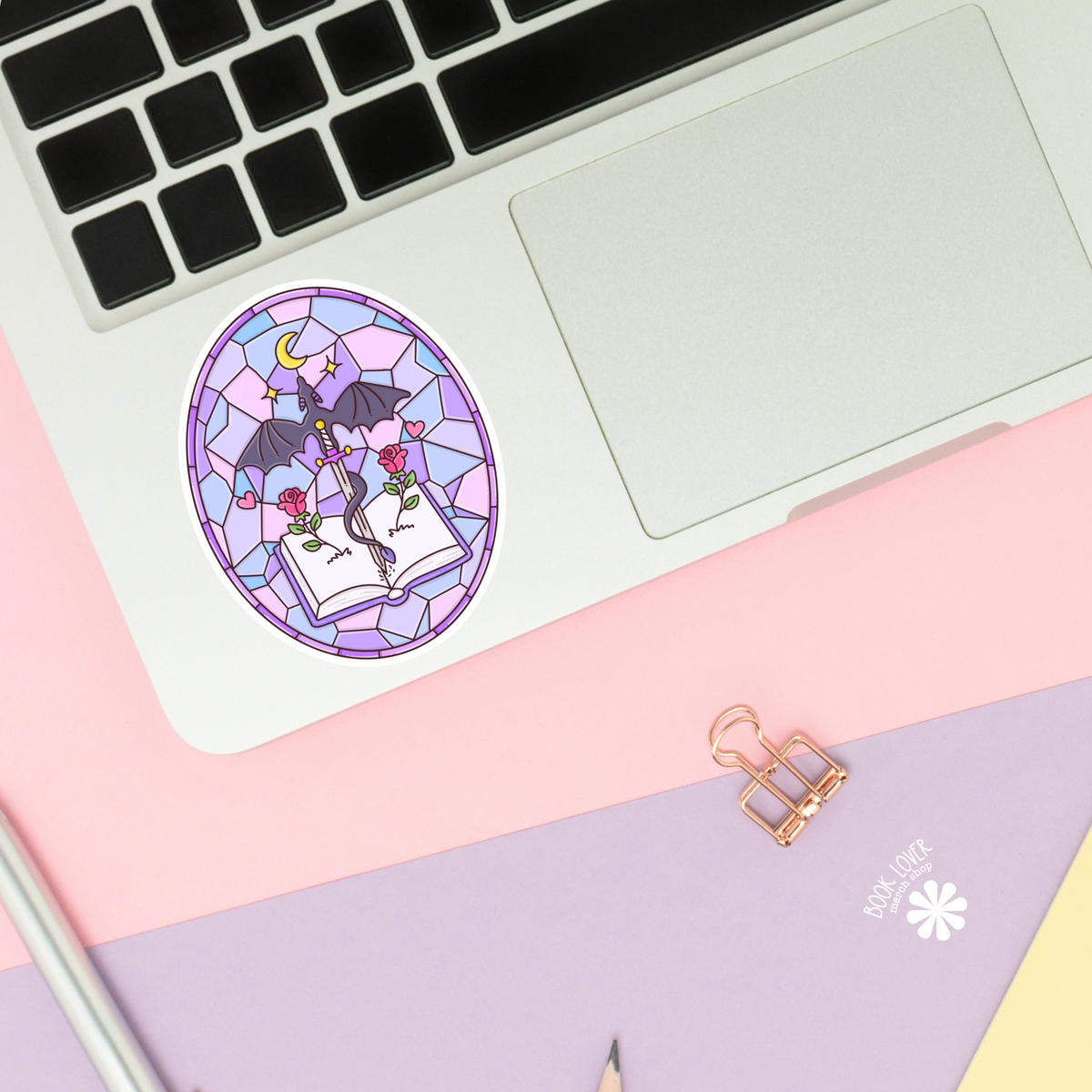 Fantasy stained glass dragon sticker