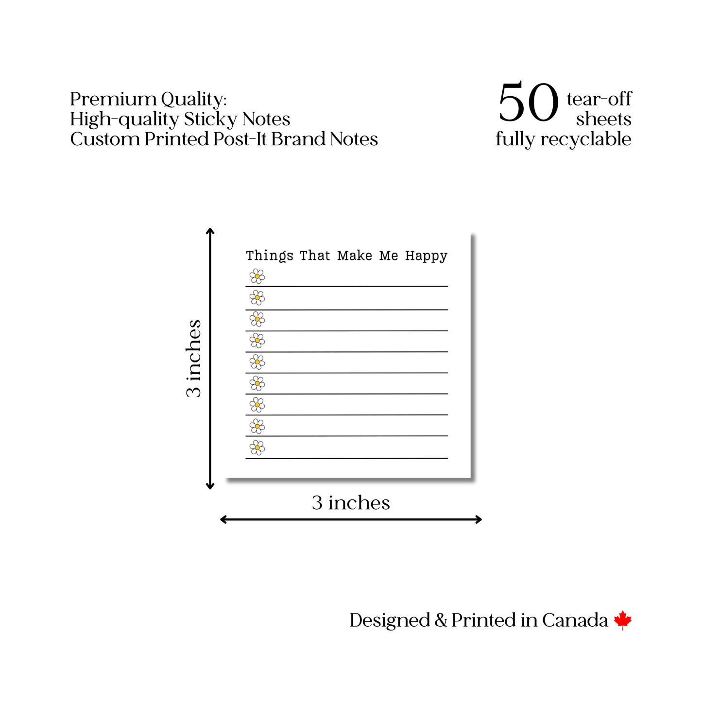 Things that make me happy: 50 sheet post-it note notepad