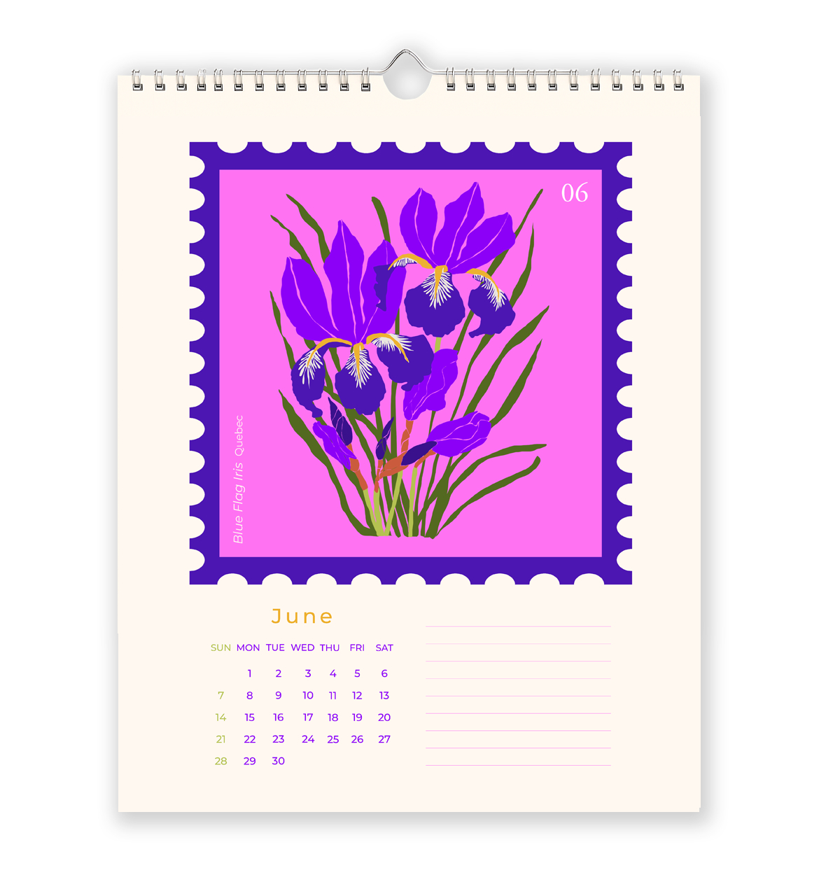 2026 Canadian provincial flowers wall calendar