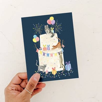 Party cat birthday card