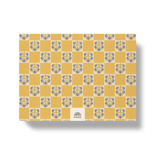 Weekly desk planner, undated -  floral checkerboard