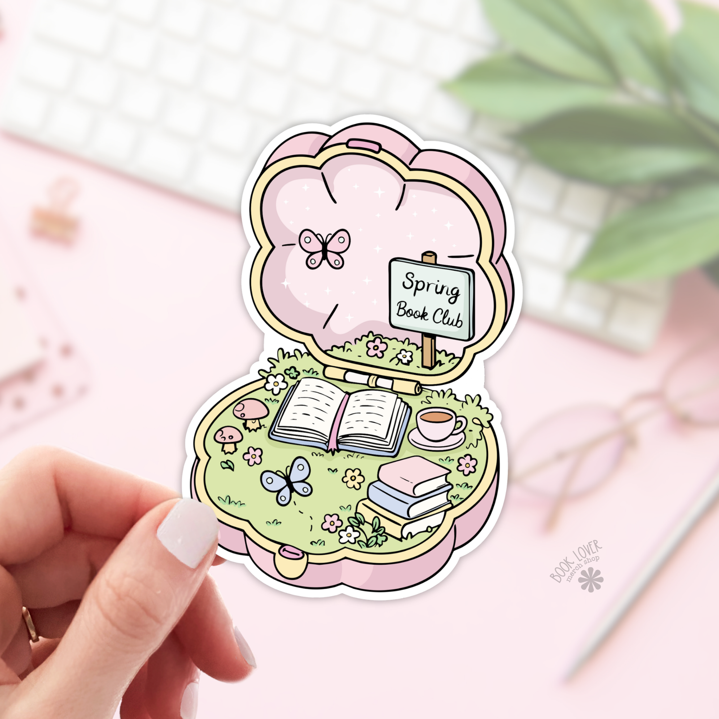 Spring book club pocket sticker