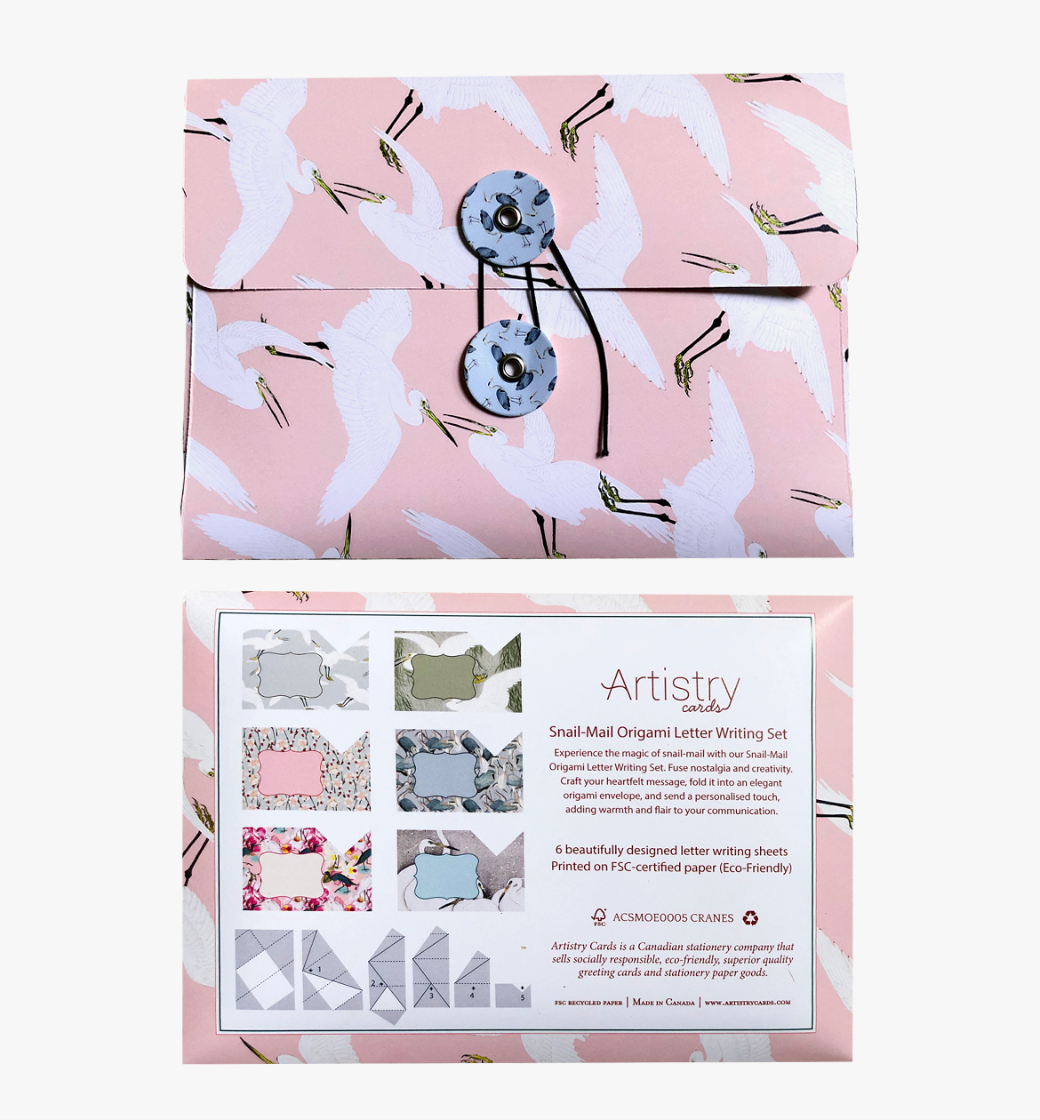 Vintage crane origami snail mail set