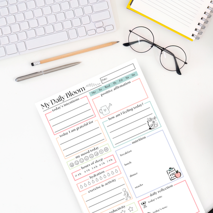 My daily bloom self-care planner: 50-page notepad