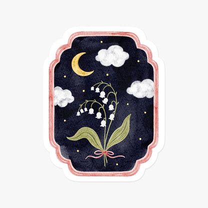 Midnight lily of the valley sticker